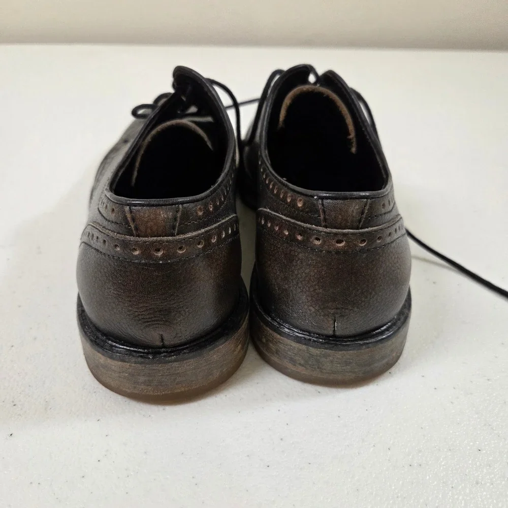 John Varvatos USA Mens Wingtip Oxford Brown Distressed Leather Dress Shoes 8M